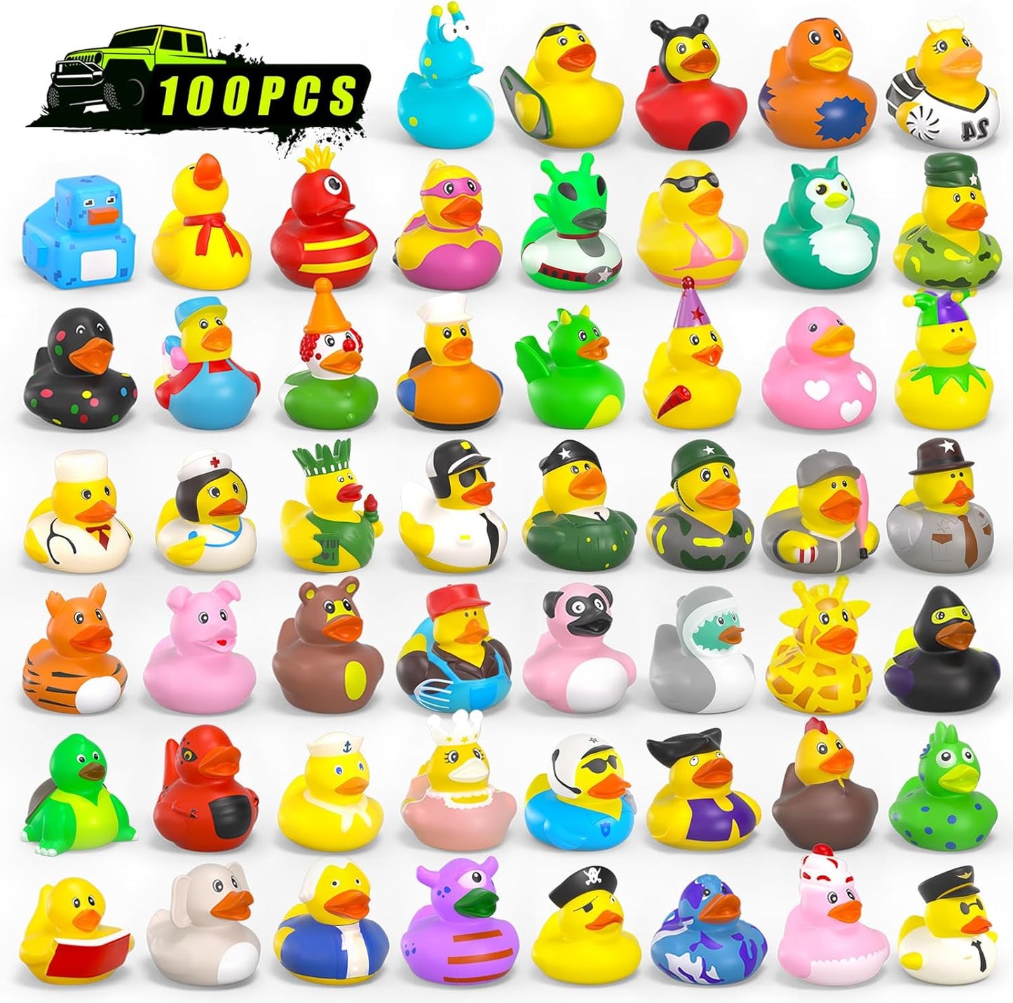 100 Pcs Rubber Ducks in Bulk for Fun Bath Time and Parties