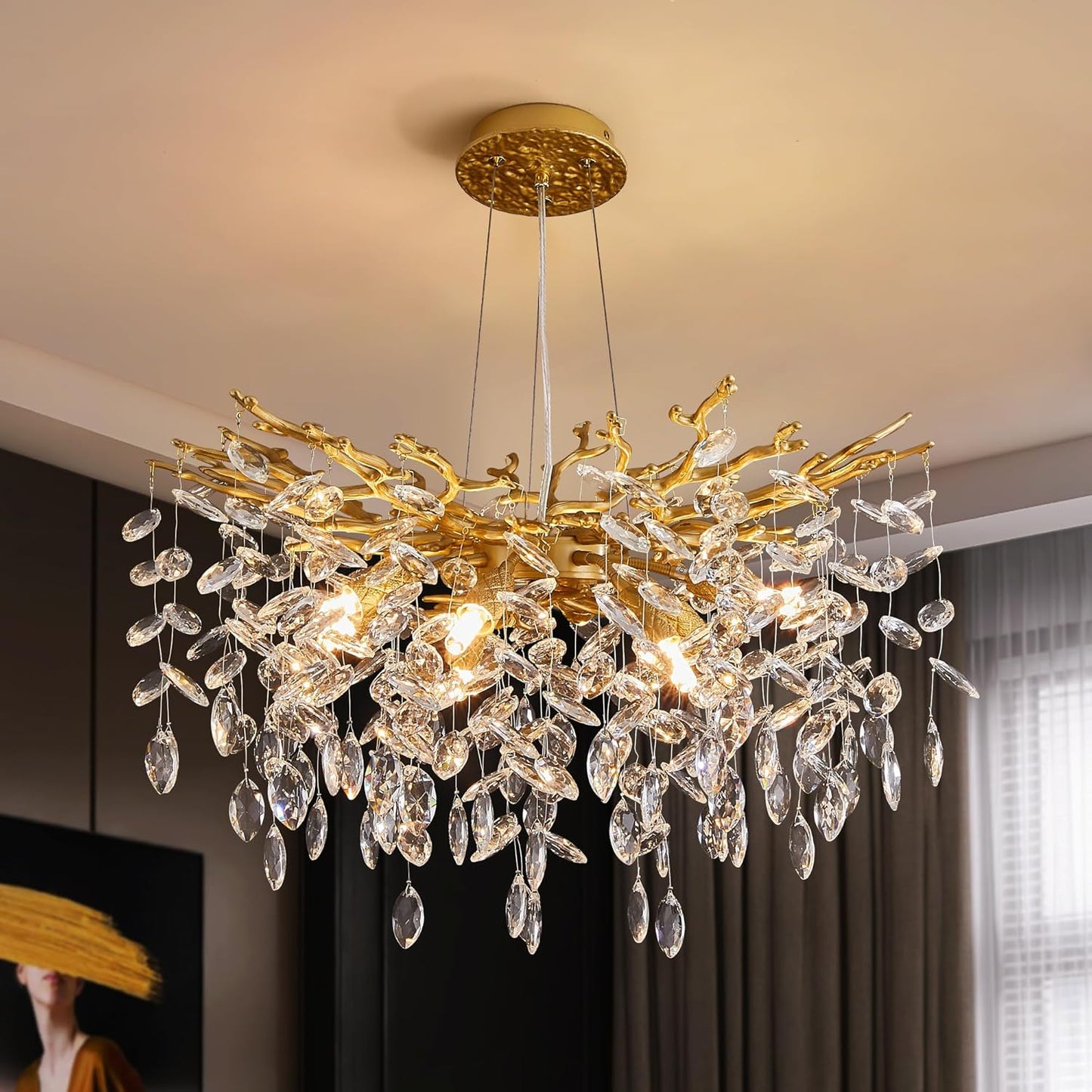 Modern Tree Branch Crystal Chandelier by witkey 23.6ftin