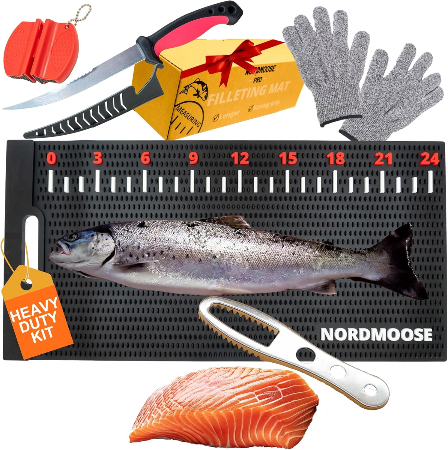 Fish Fillet Mat Kit with Ruler Decal and Knife for Easy Cleaning