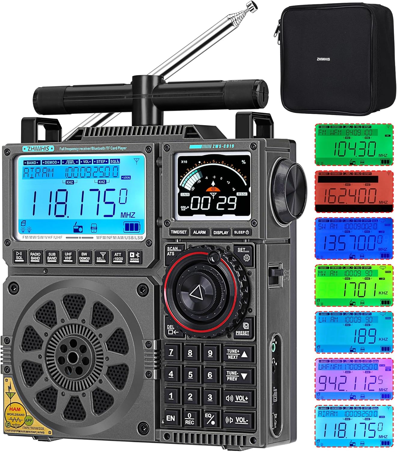 ZHIWHIS Shortwave Radio with SSB and Bluetooth Control Features