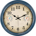 16 Inch Large Outdoor Clock with Thermometer and Hygrometer - Rustic