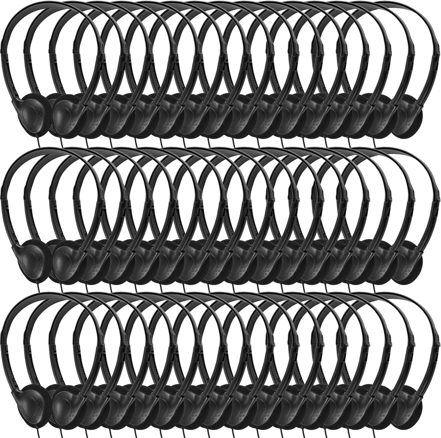 Bulk Headphones 50 Pack for Kids School Classroom Use