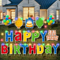16 Pcs Happy Birthday Yard Sign with Stakes - Custom Age LED Signs