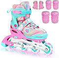 Girls Adjustable Inline Skates Size 12C-9 with Light Up Wheels