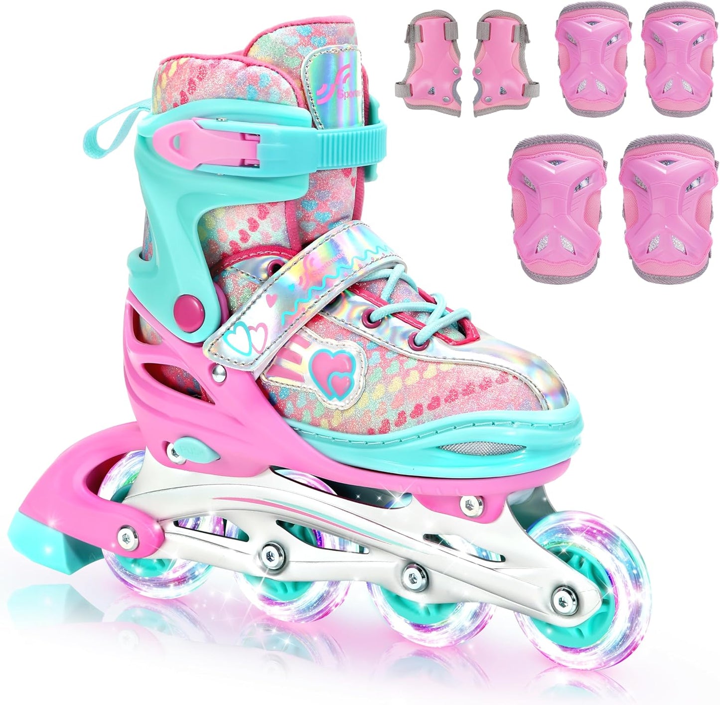 Sportneer Adjustable Inline Skates for Kids with Light Up Wheels