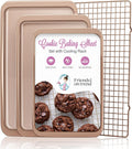 3 Cookie Sheets for Baking + Cooling Rack - Durable Nonstick Set