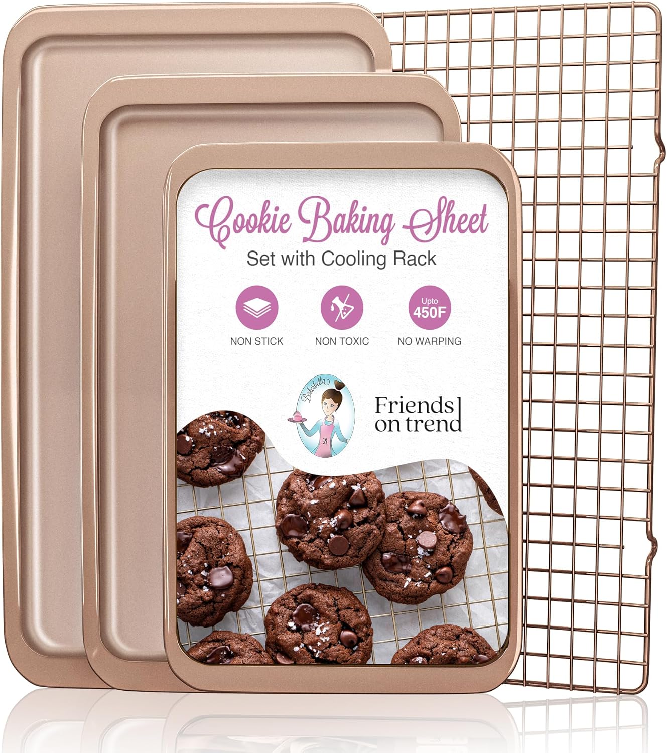 Non Stick Baking Sheet Set with Cooling Rack for Perfect Cookies