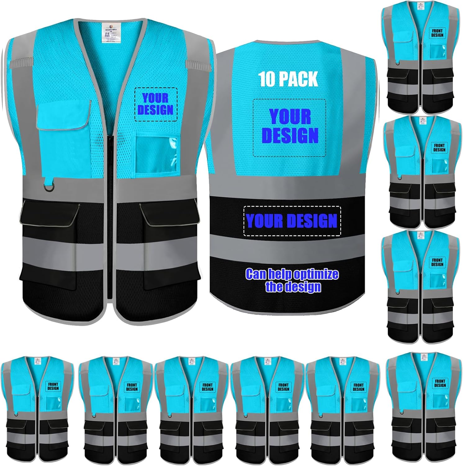 Custom Safety Vest with Logo High Visibility Reflective Design