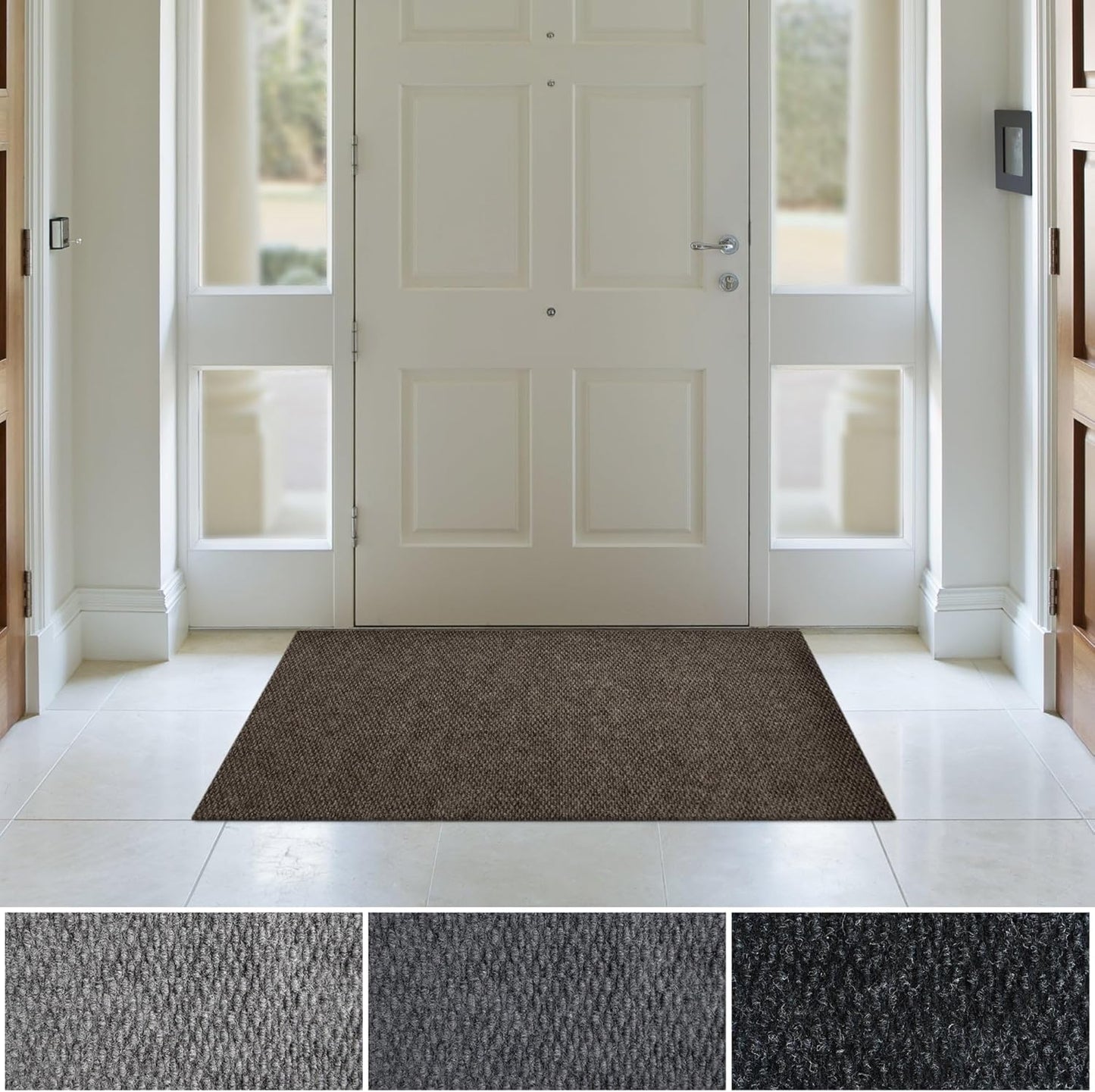 iCustomRug Entryway Door Mat 3x6ft Brown for High Traffic Areas