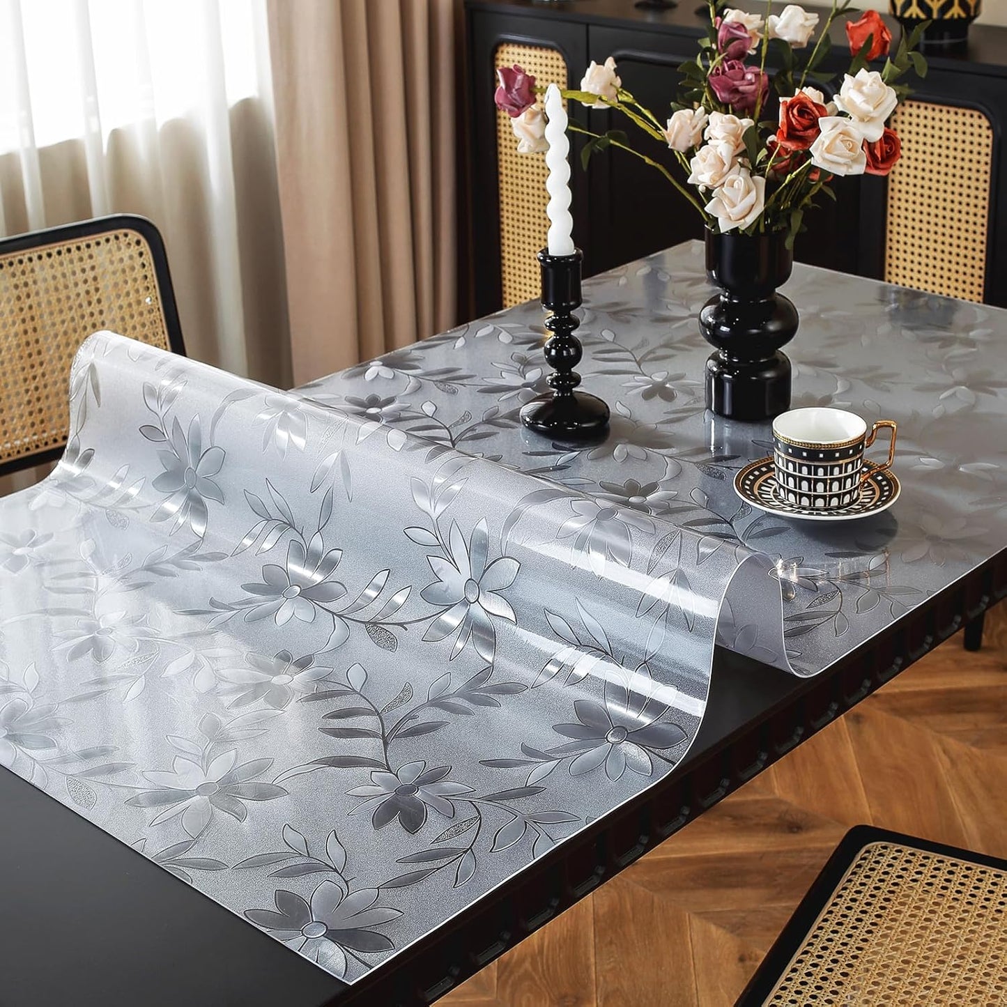 OstepDecor Floral Table Protector 42 x 60 Inch for Dining Tables
