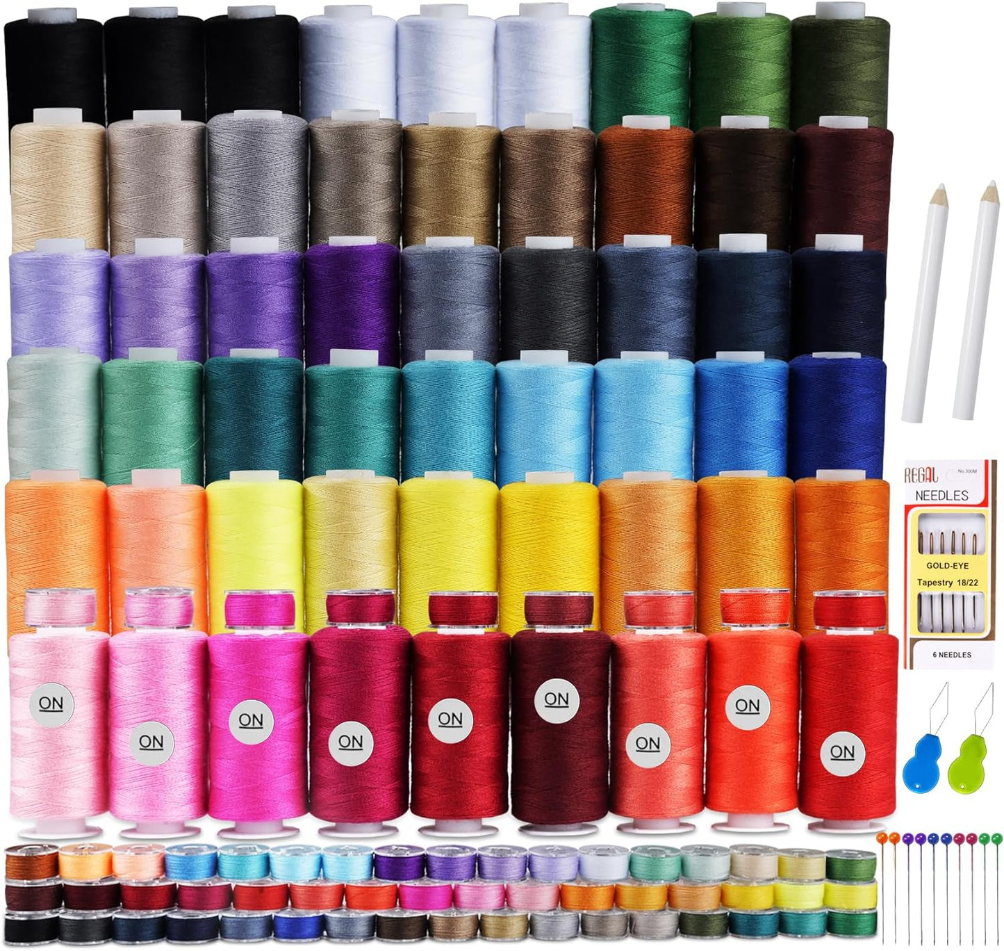 Ilauke 50 Colors Sewing Thread Kit - 500 Yards per Spool!
