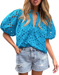 PRETTYGARDEN Women's Eyelet Lace V Neck Top - Summer 2025