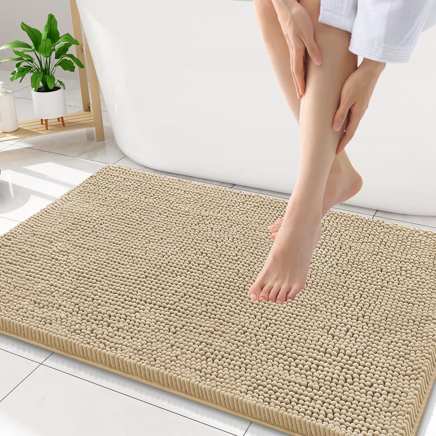 Smiry Luxury Chenille Bathroom Rugs - Soft, Absorbent & Non-Slip
