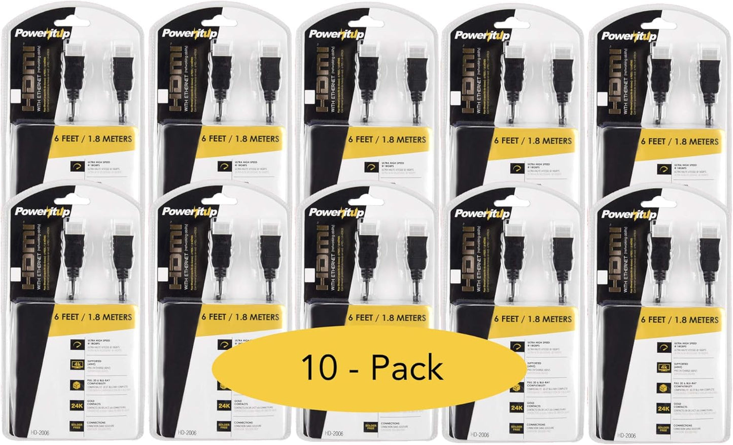 6ft HDMI V2.0 Ethernet Cable for 4K 60Hz and 3D Devices