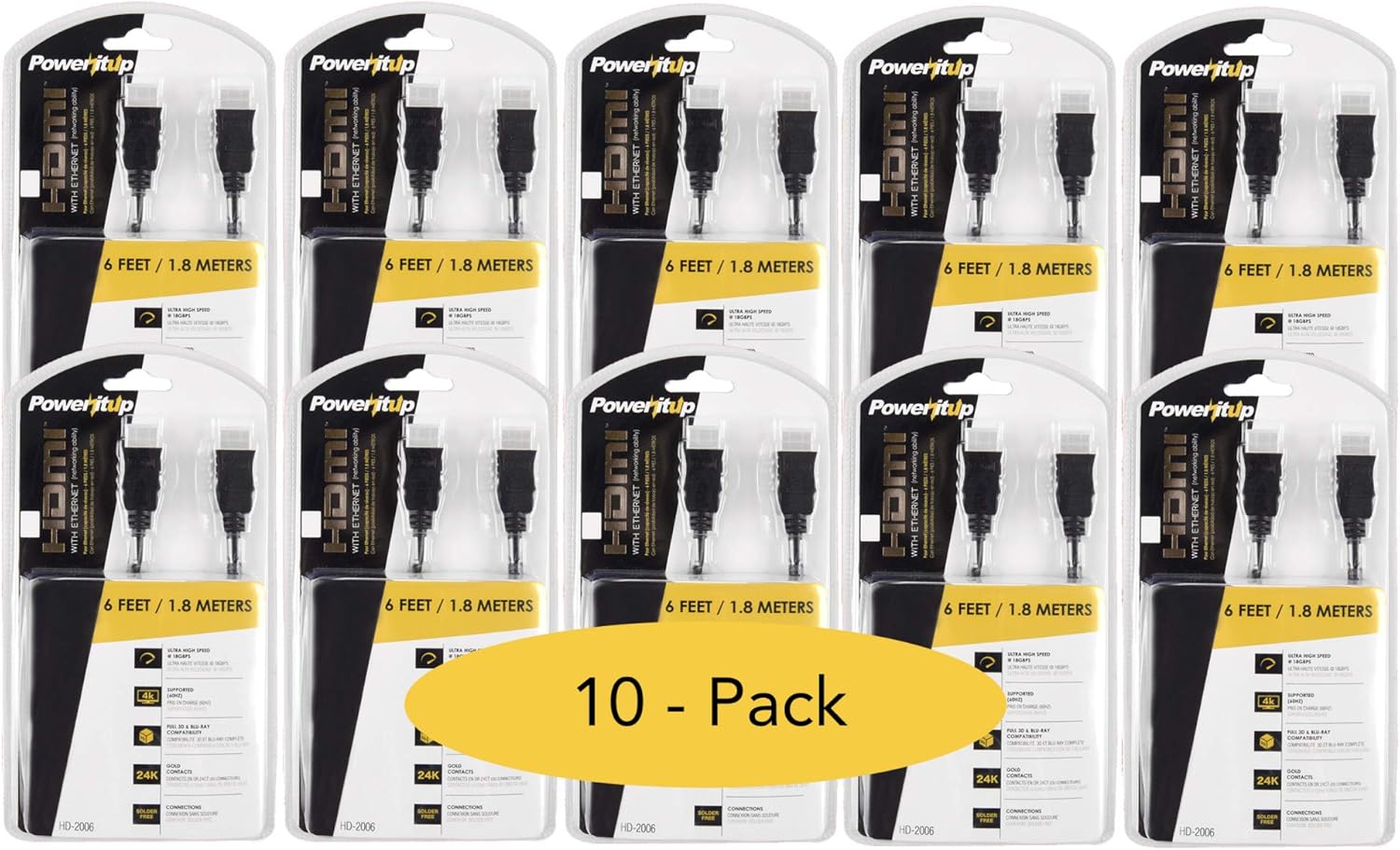 6ft HDMI V2.0 Ethernet Cable for 4K 60Hz and 3D Devices