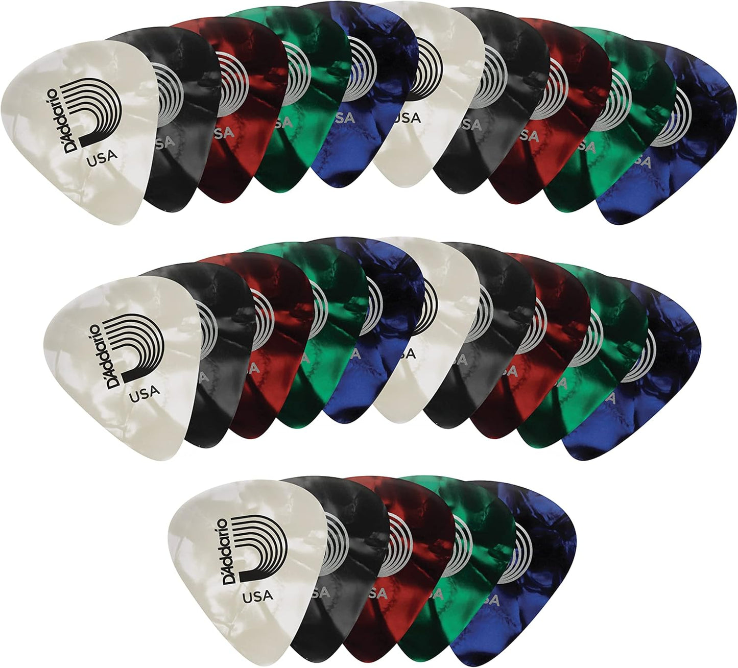 D'Addario Celluloid Guitar Picks - Natural Feel, Warm Tone - 25-pack