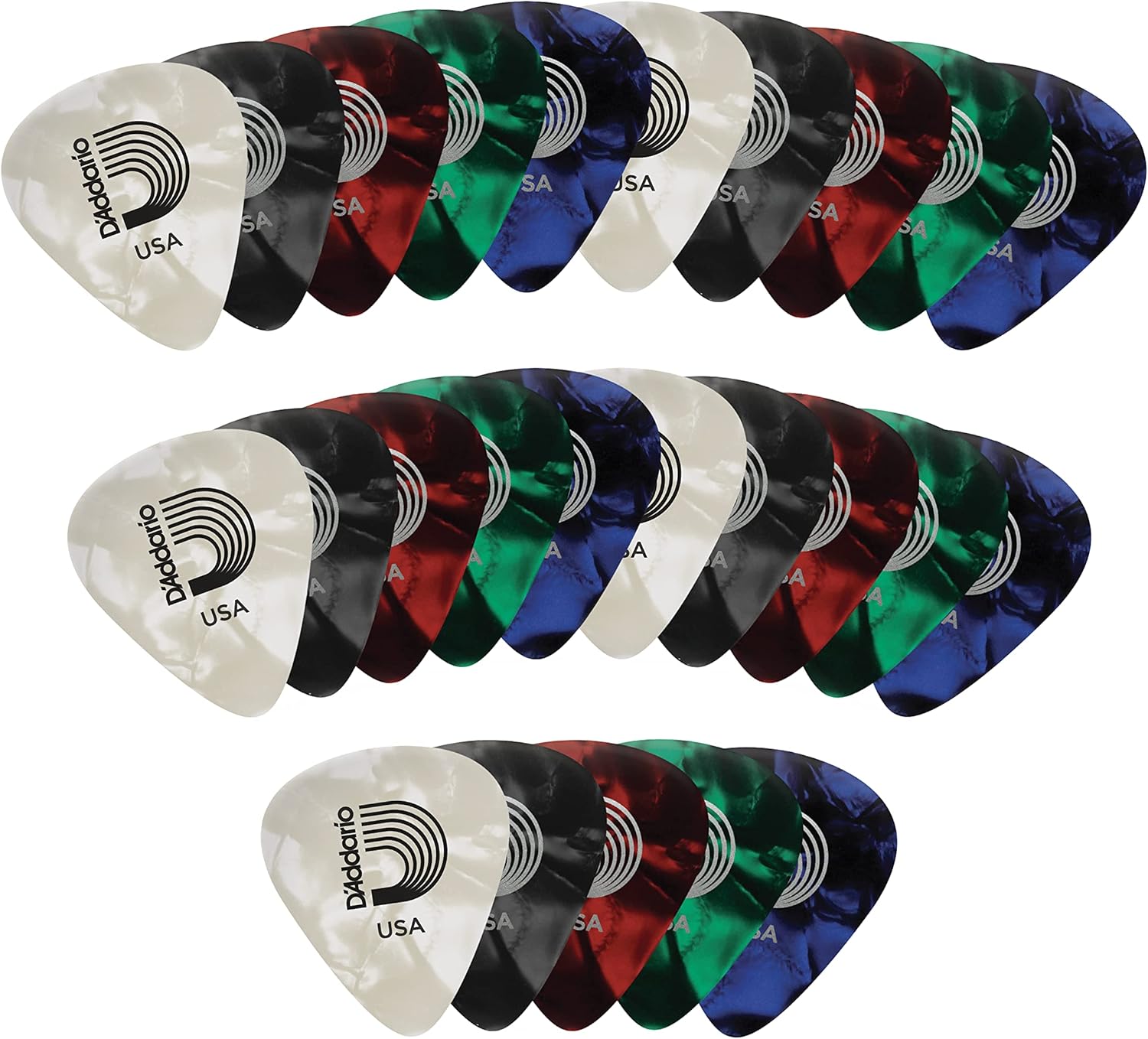 D'Addario Celluloid Guitar Picks - Natural Feel, Warm Tone - 25-pack