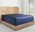 California King Organic Cotton Fitted Sheet - Deep Pocket Navy