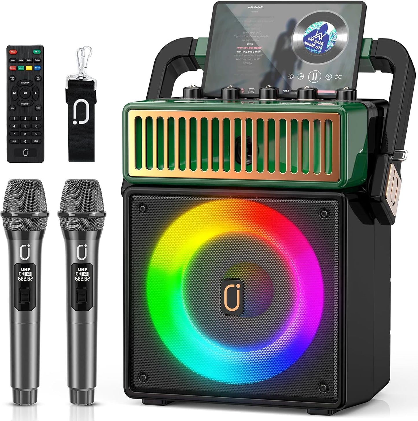 JYX Bluetooth PA Speaker System with 2 Wireless Mics for Parties