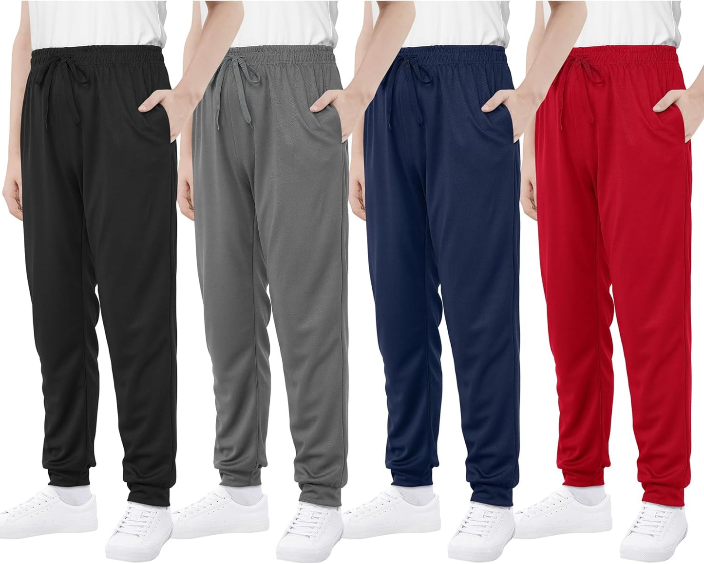 Boys' Mesh Athletic Pants 4-Pack for Active Kids' Comfort
