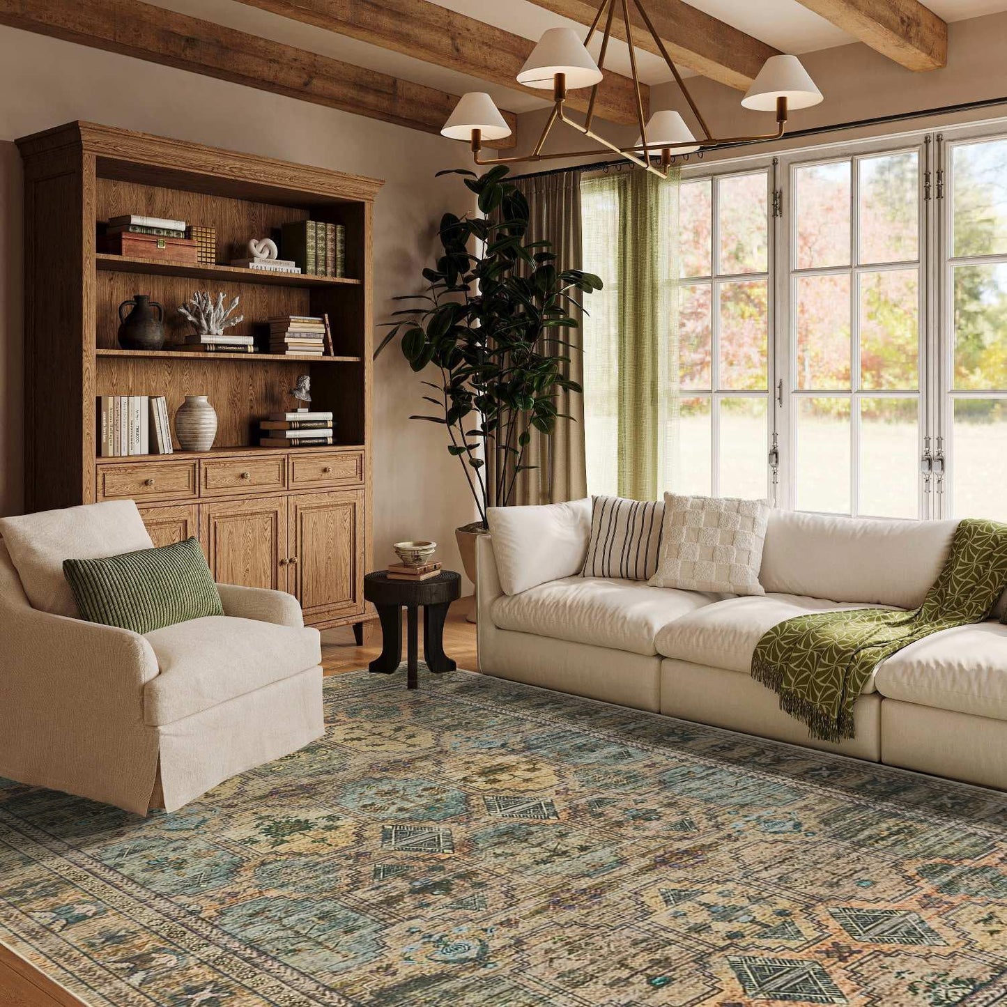 5x7 Area Rugs for Living Room Bedroom, Vintage Boho Design