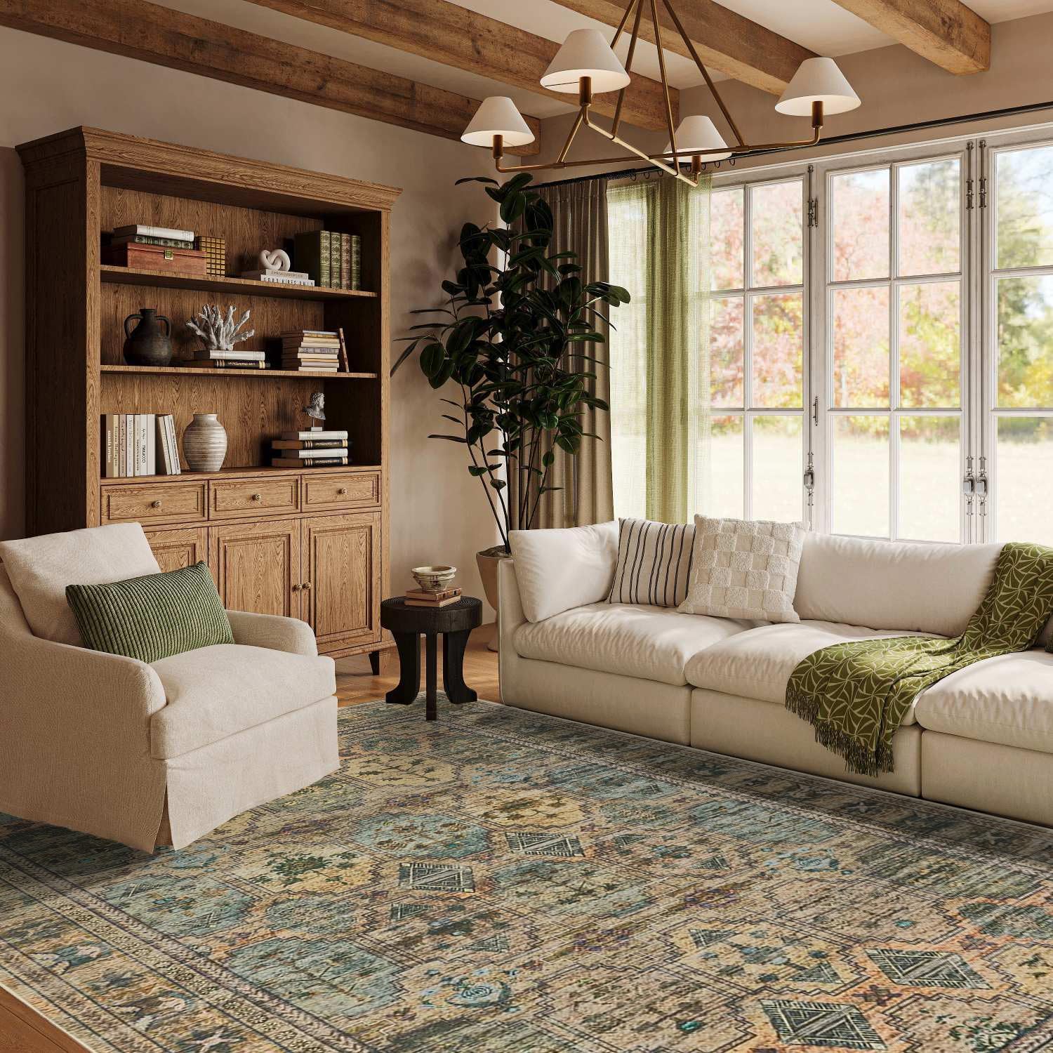 5x7 Area Rugs for Living Room Bedroom, Vintage Boho Design