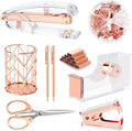 Rose Gold Desk Accessories Set - Acrylic Office Stapler & Organizer