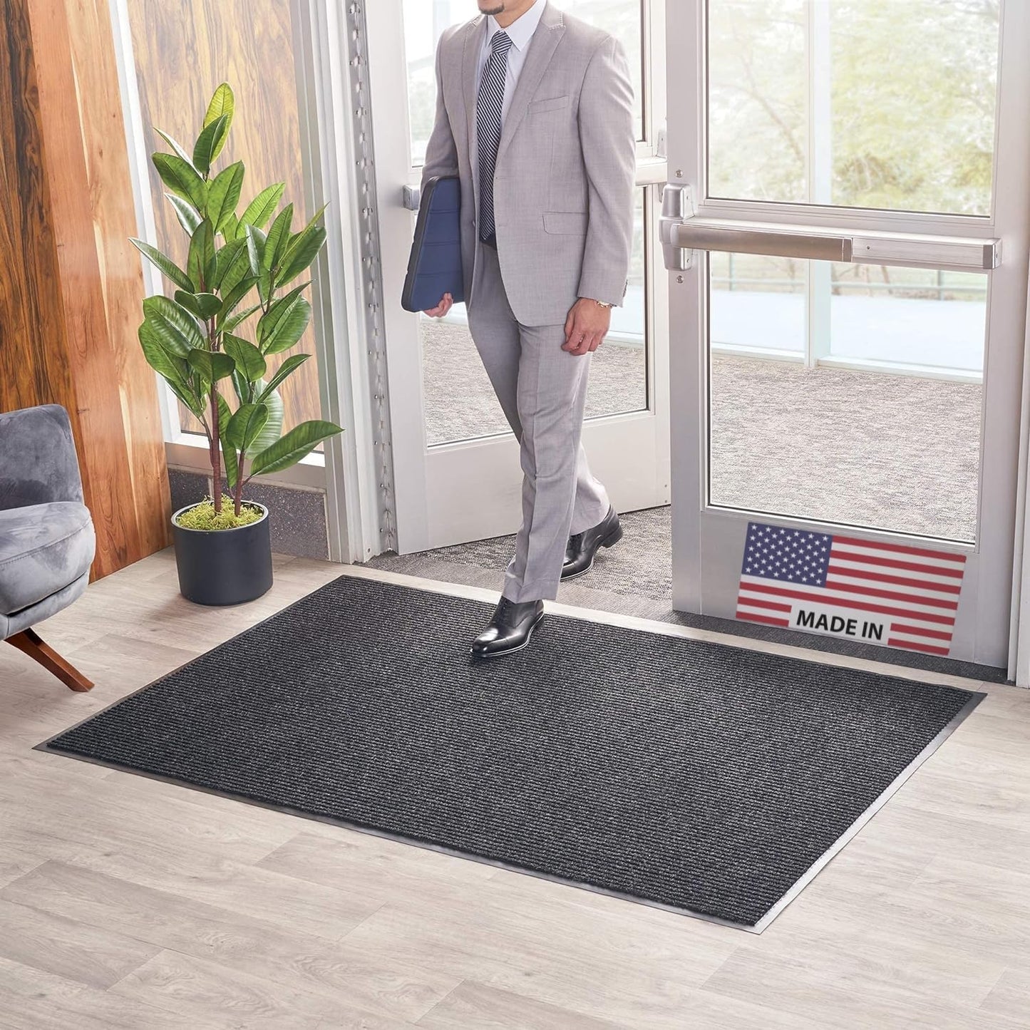 Brush Dry Mat for Indoor/Outdoor Entryways - Heavy-Duty Rug