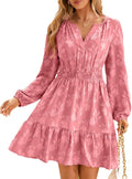 Long Sleeve Mini Dress for Women - Flowy Babydoll A Line