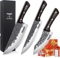 Huusk Hand Forged Chef Knife Set - High Carbon Butcher Knives