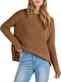 Waffle Turtleneck Pullover Sweater - Cozy Fall Thumbhole Knit