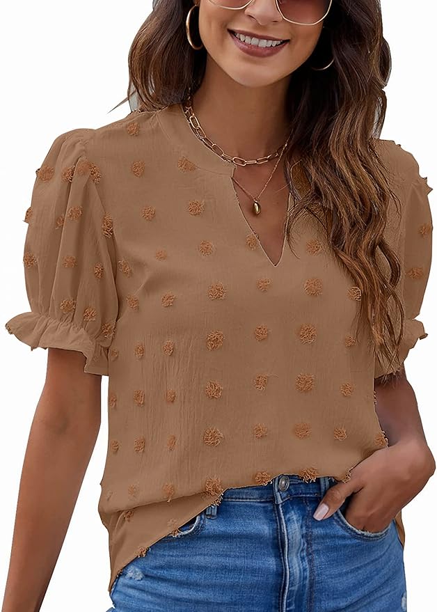Blooming Jelly Womens Puff Sleeve Summer Tops for Stylish Comfort