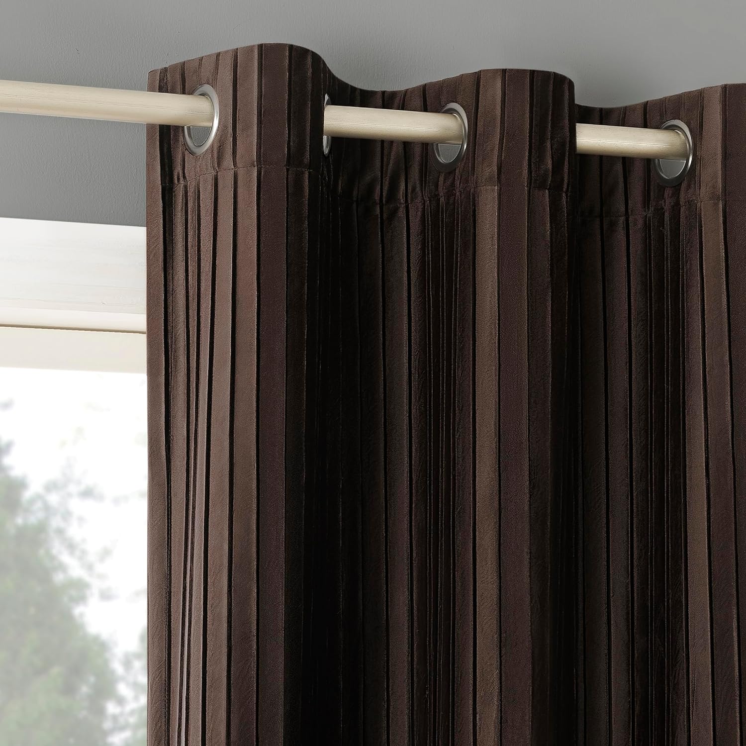 Sun Zero Velvet 2-Pack Blackout Curtains - Noise Reduction. 40 x 96. Chocolate Brown