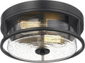 2-Light Flush Mount Ceiling Light with Seeded Glass - Farmhouse Look