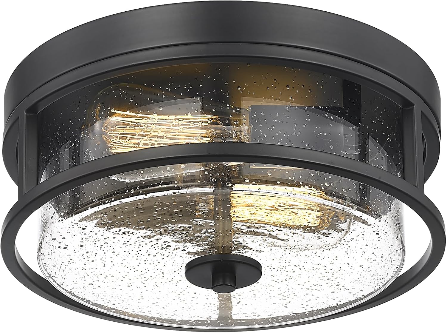 2-Light Flush Mount Ceiling Light with Seeded Glass Shade