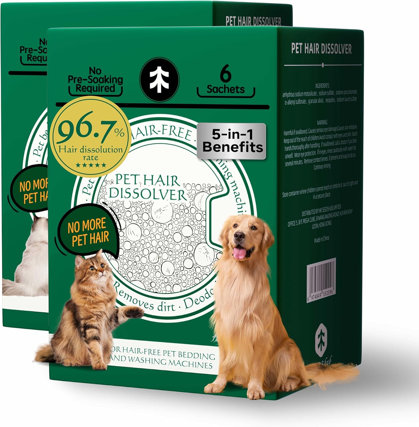 Dissolves Pet Hair Efficiently - Pack of 12 Sachets