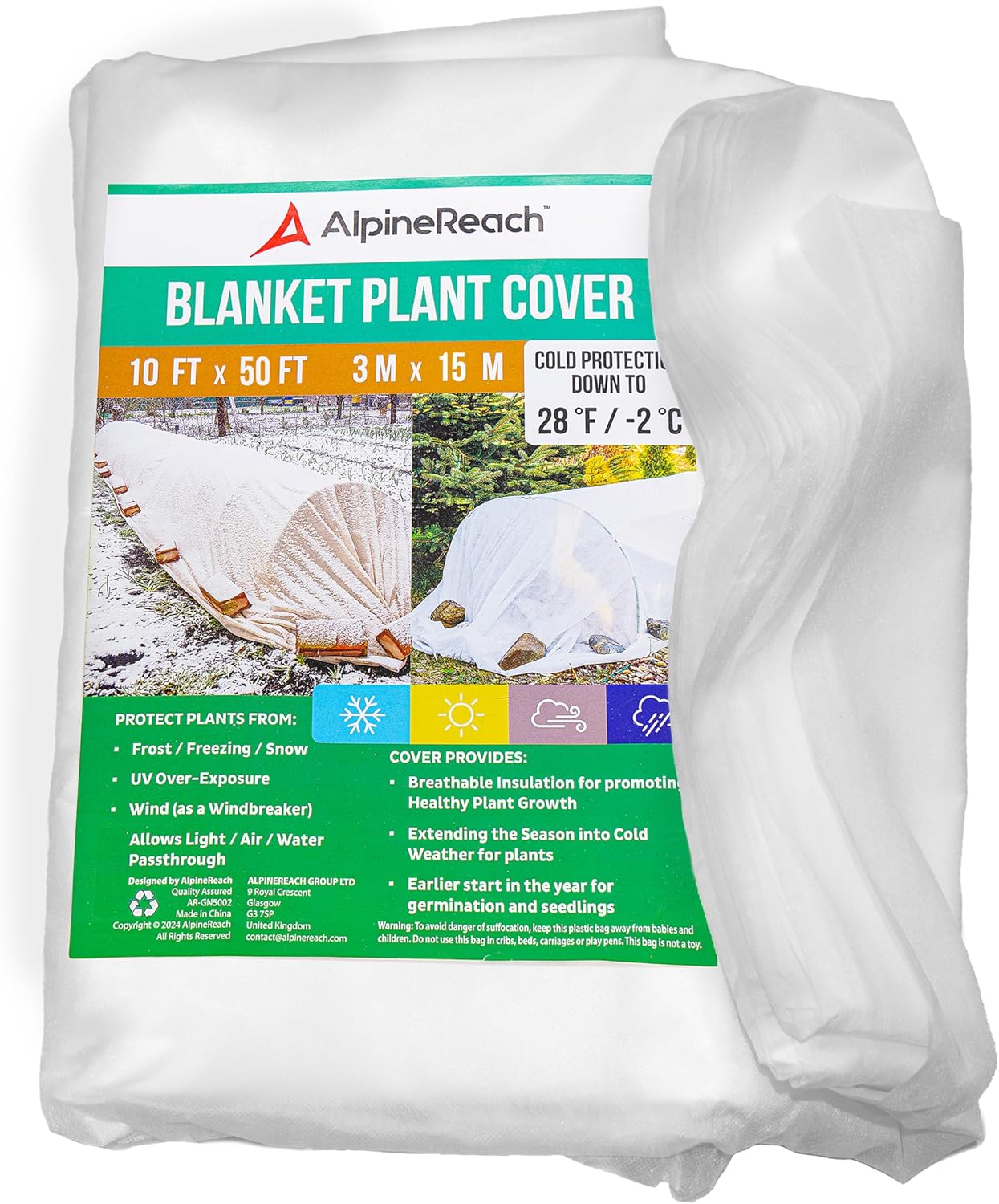 AlpineReach Plant Covers for Frost & Sun Protection 10 x 50 ft