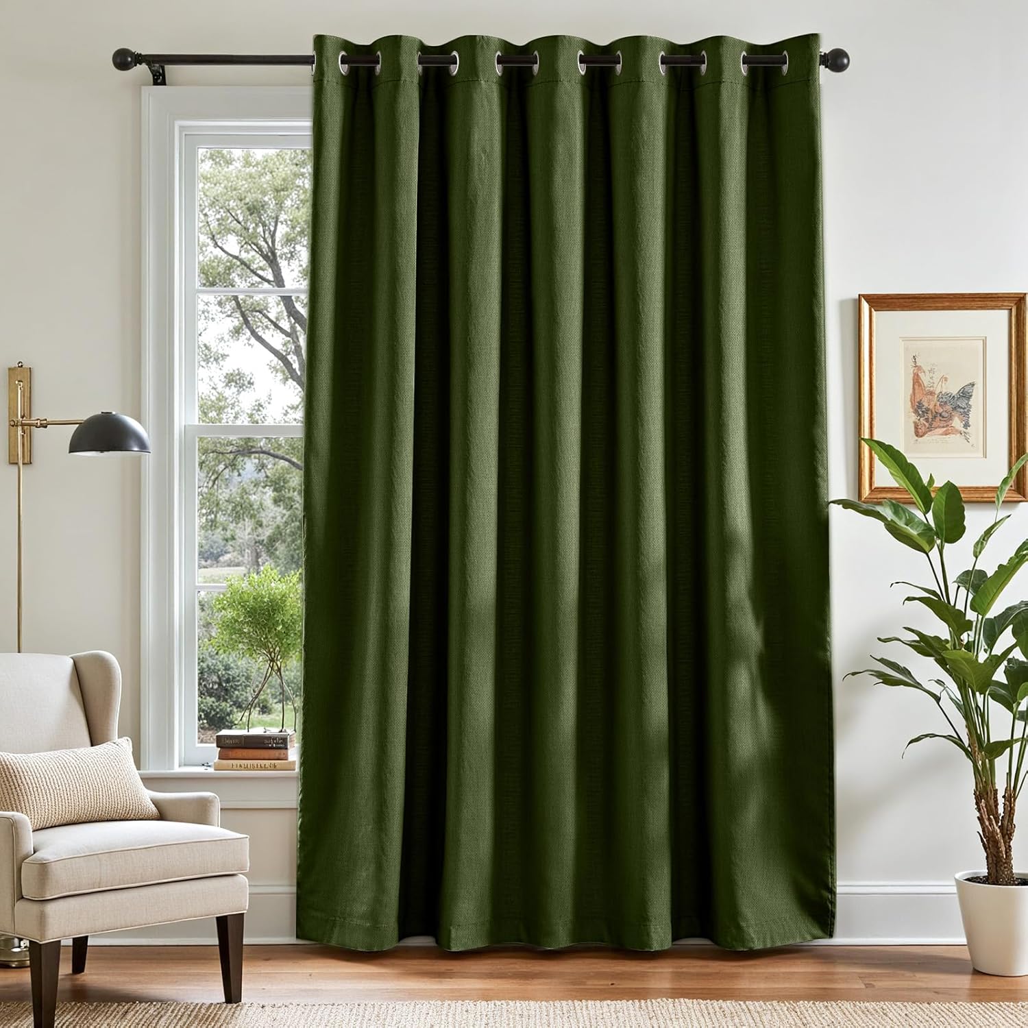 jinchan Linen Textured Room Darkening Curtain for Cozy Living
