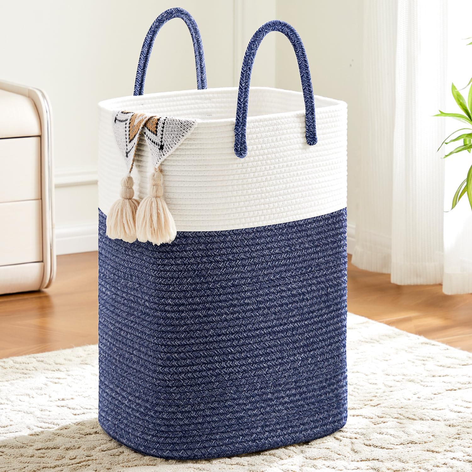 Woven Cotton Rope Laundry Hamper for Stylish Home Storage