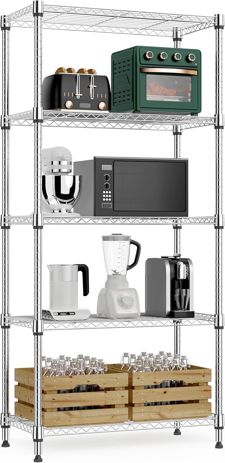 1250 lbs 5 Tier Shelf Metal Storage Shelves for Home Use