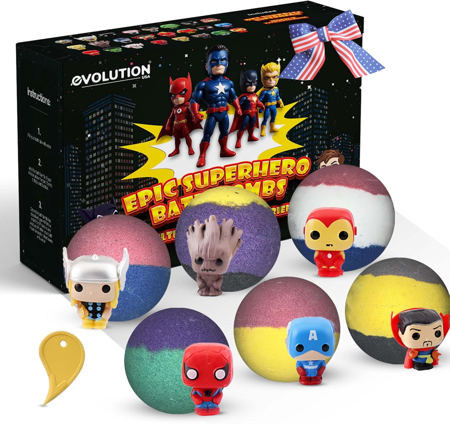 Epic Superhero Bath Bombs for Kids with Surprise Toys Inside