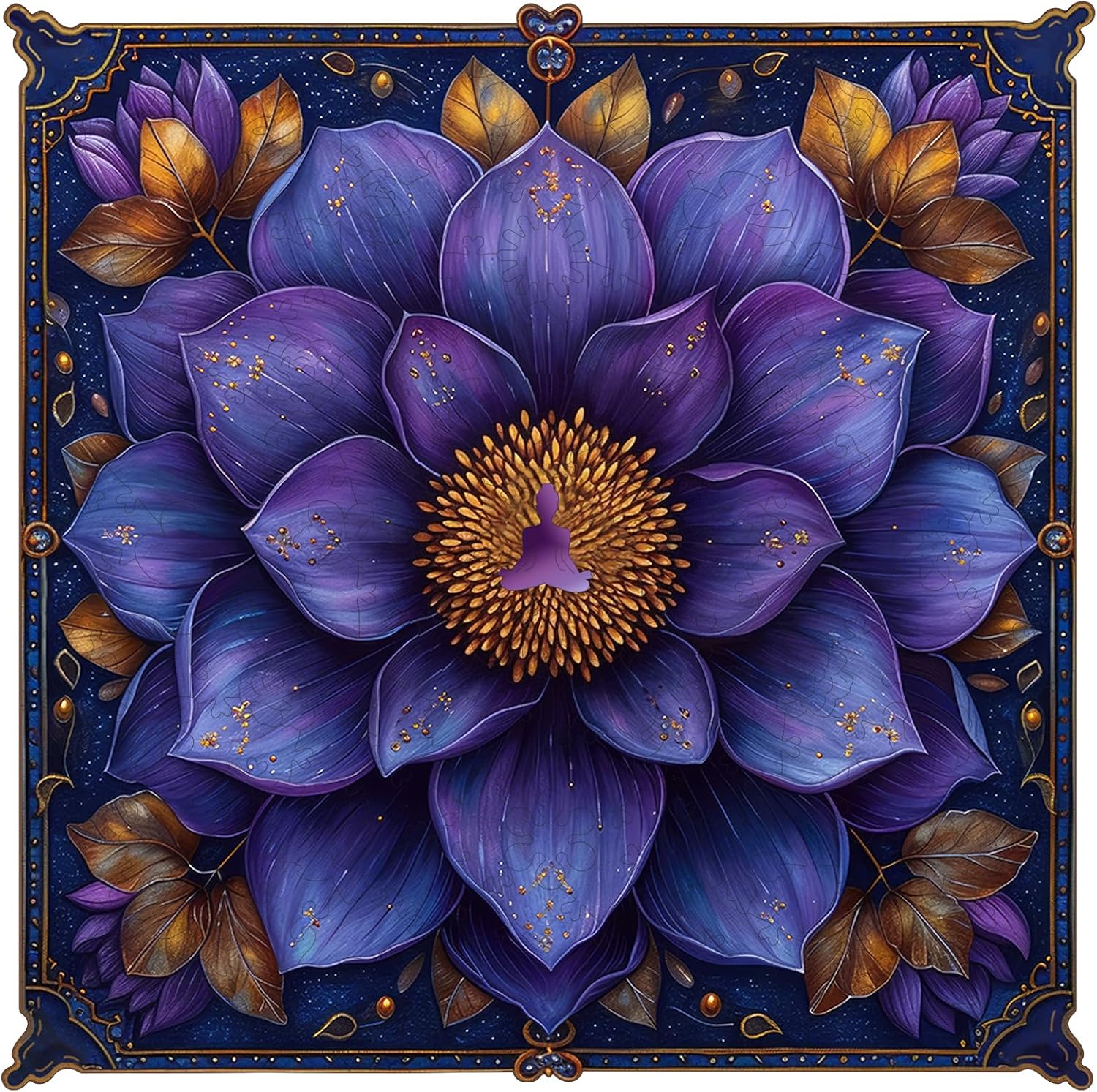 Mys Aurora Mandala Flower Wooden Puzzles for Yoga Lovers