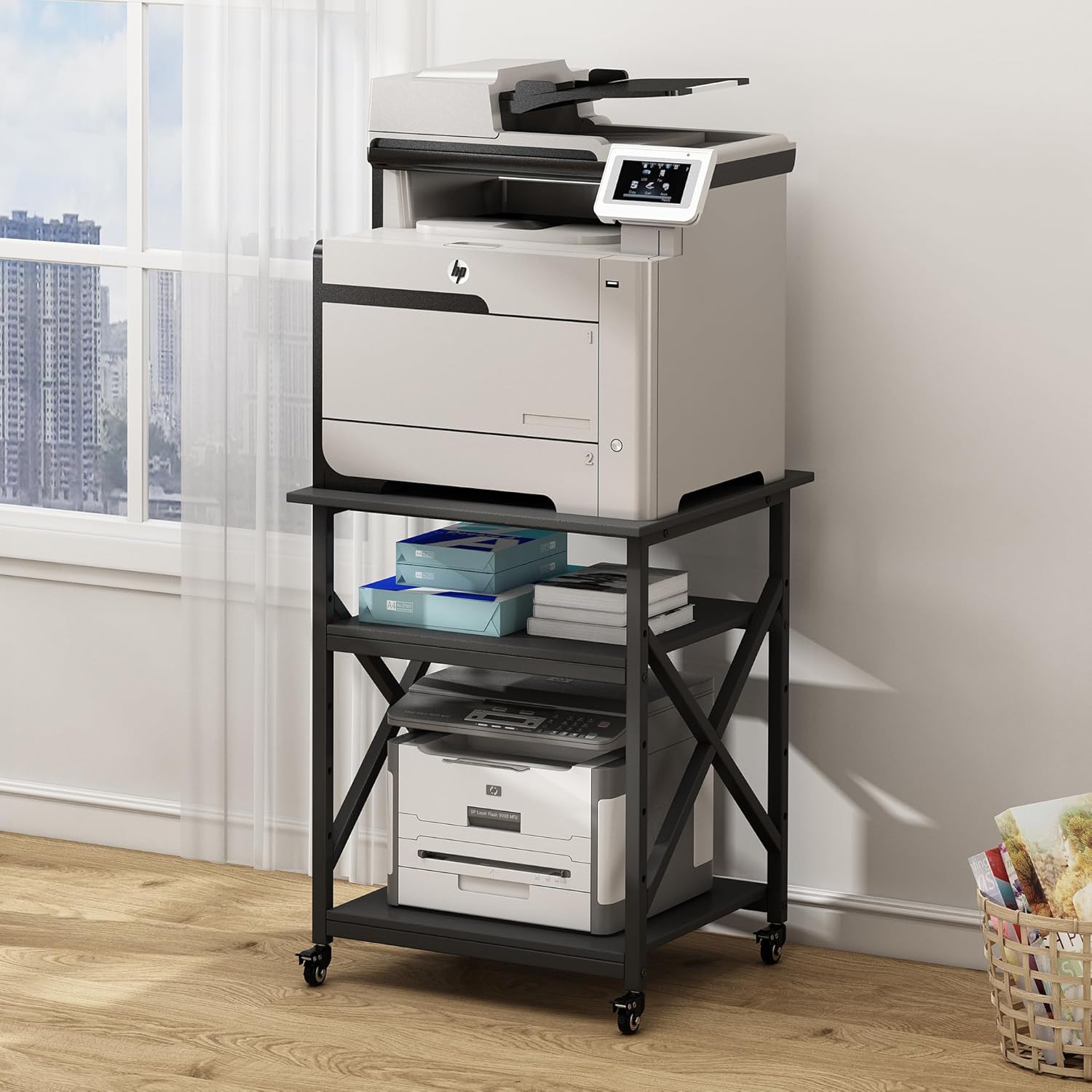 Fannova Large Printer Stand with Adjustable Shelf - Organize Efficiently!