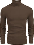 Mens Ribbed Slim Fit Knitted Turtleneck Sweater (Style HGT6)