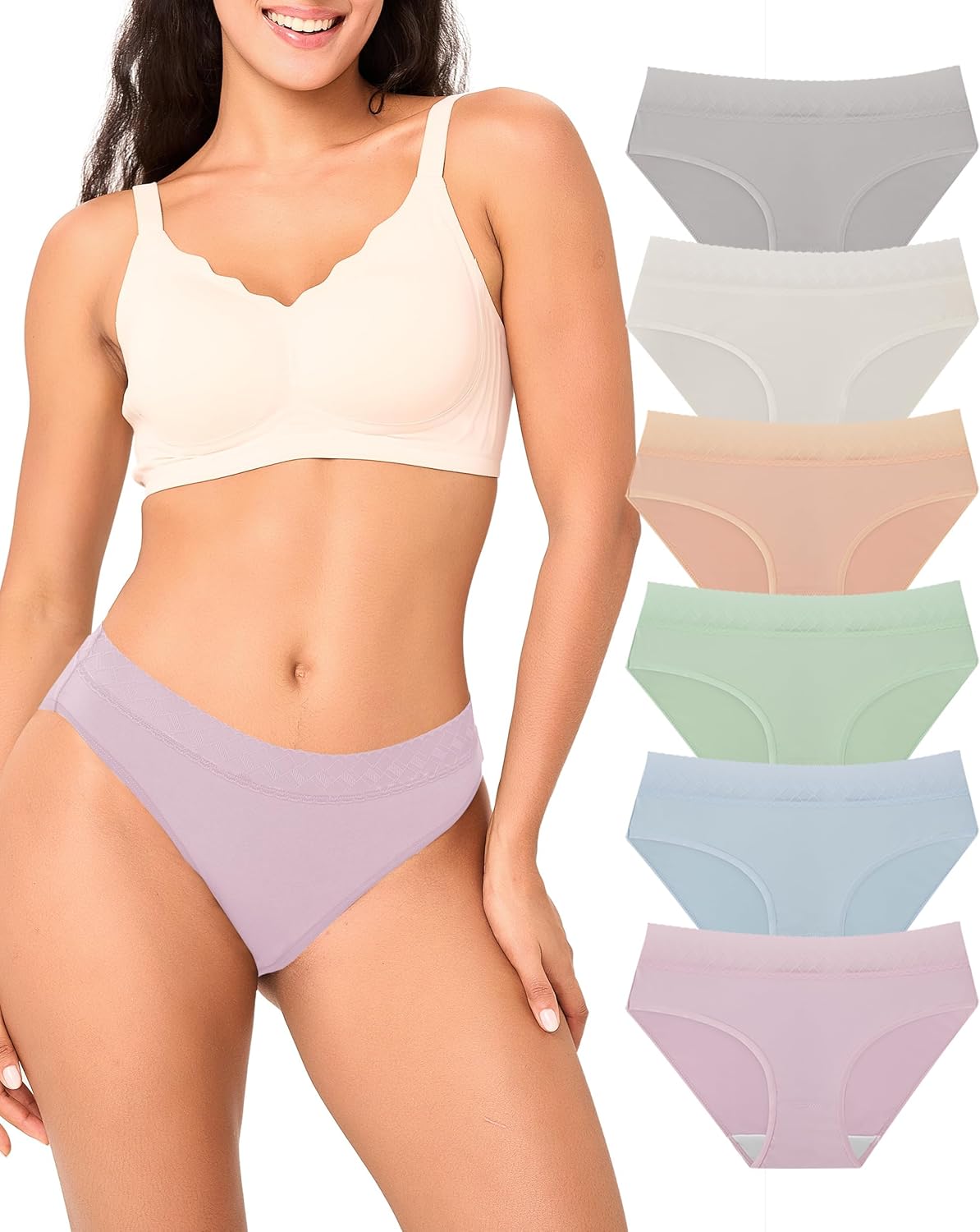 Bamboo Cool Womens Underwear Bikini Lace Hipster Panties 6-Pack