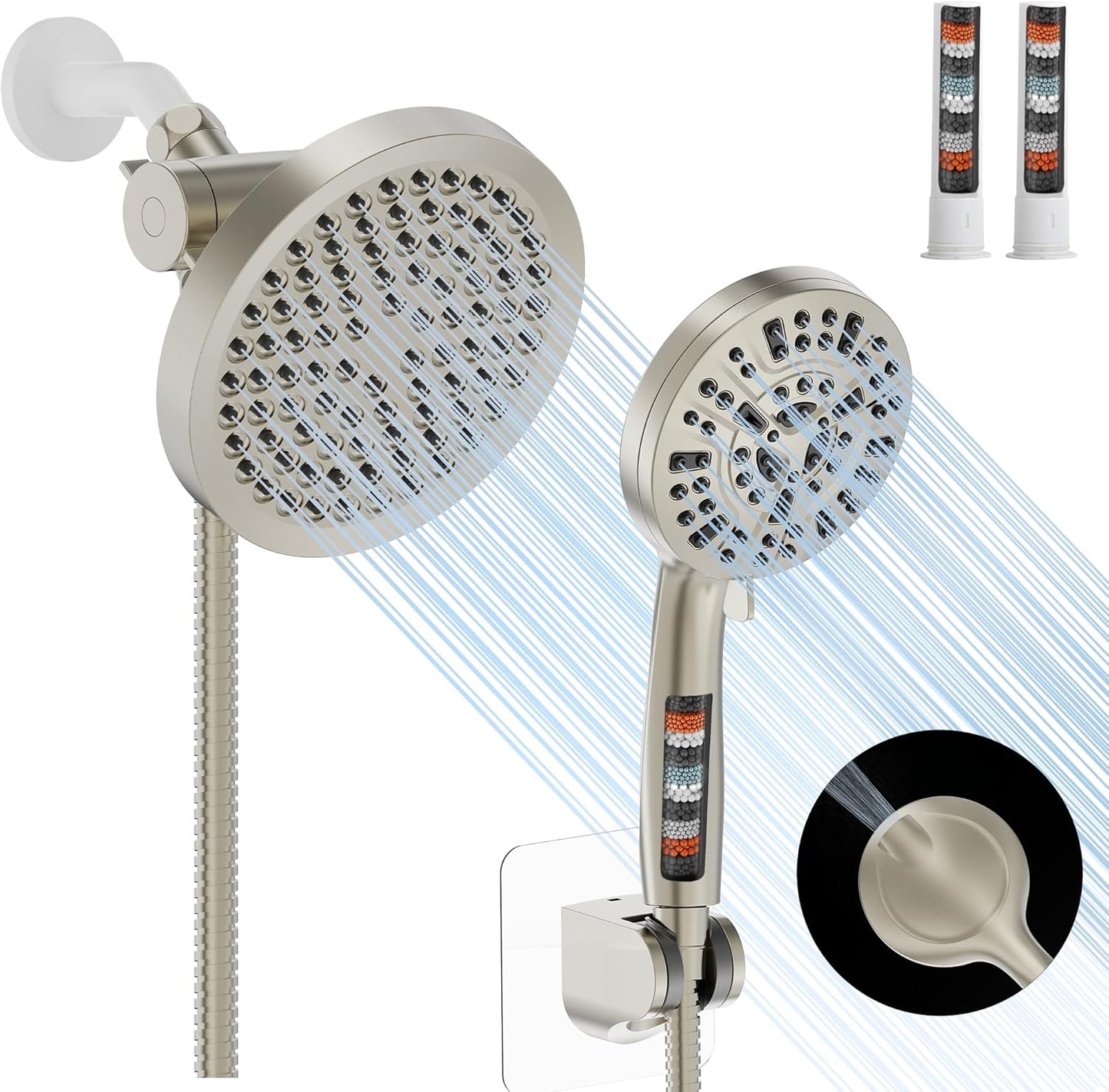 High Pressure Rain Shower Head Combo with Handheld Spray Features