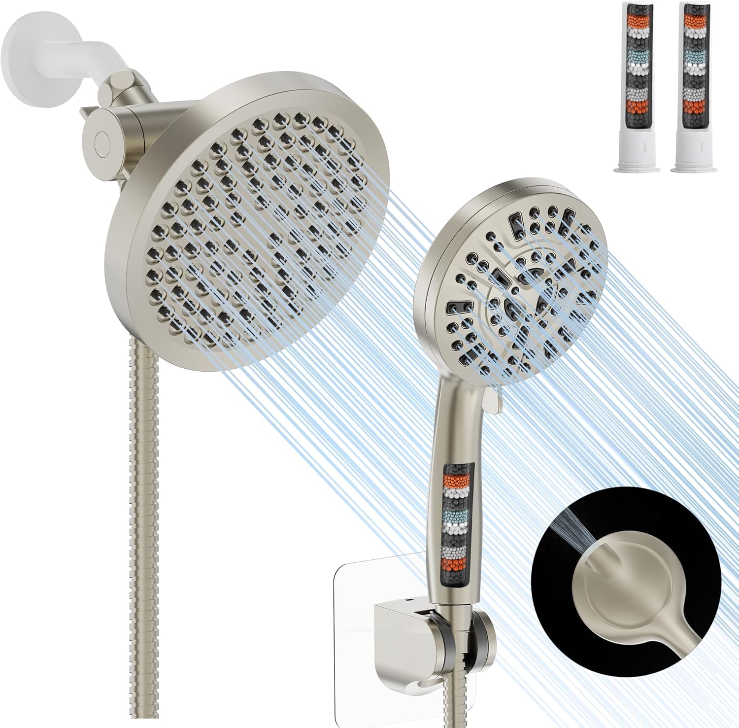 High Pressure Rain Shower Head Combo with Handheld Spray Features
