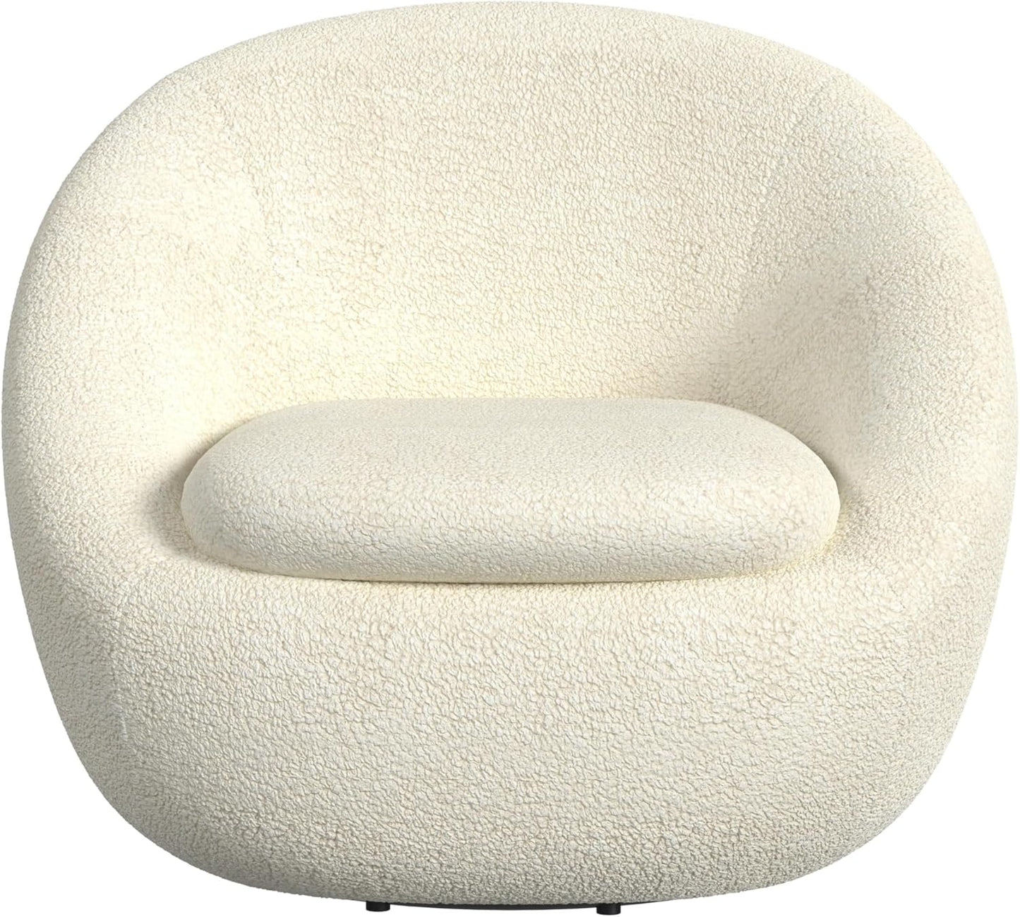 Swivel Barrel Chair | Cozy White Sherpa | Living Room & Bedroom Accent