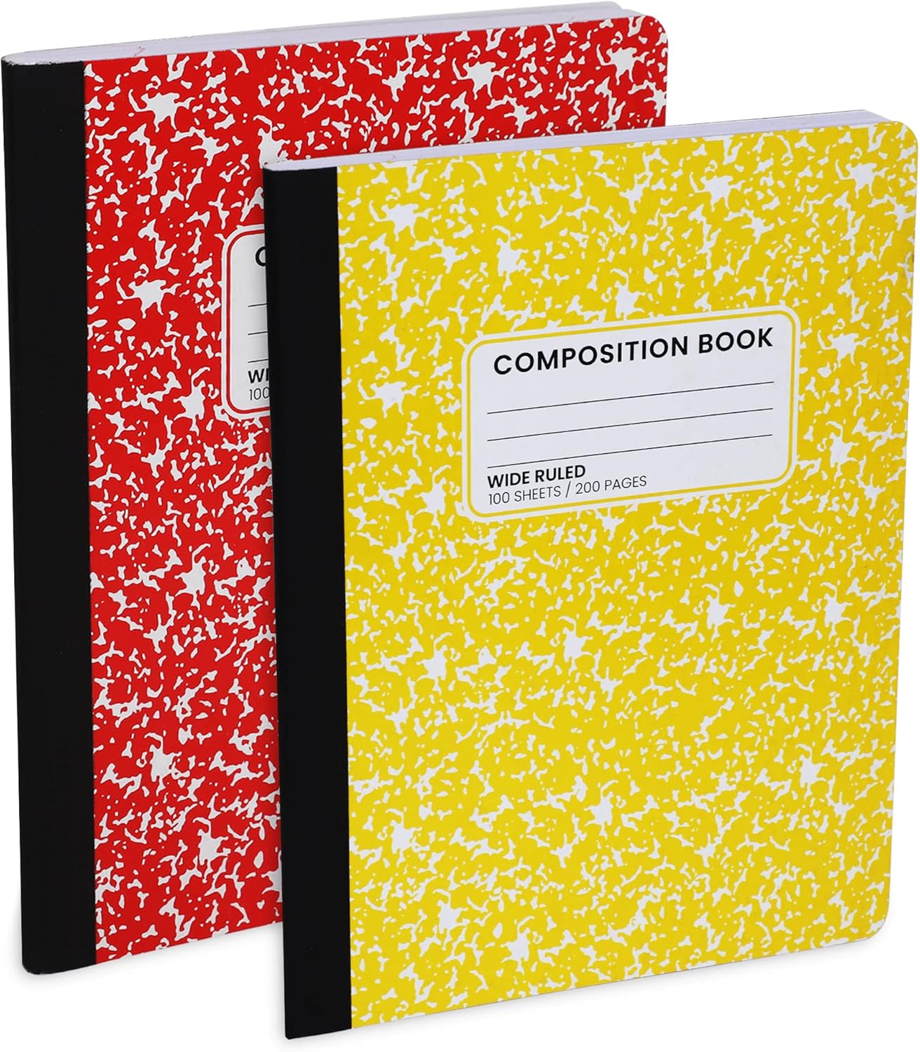 Manaloom 2 Pack Wide Ruled Notebooks - Durable Sewn Binding, Stylish Marble Cover