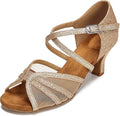 CLEECLI Women's Ballroom Dance Shoes Cross Strap Heels - Smooth Glide